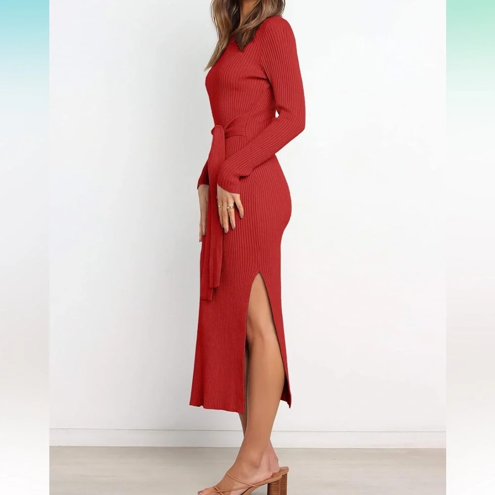 Red Sweater Dress - Picture 5 of 7